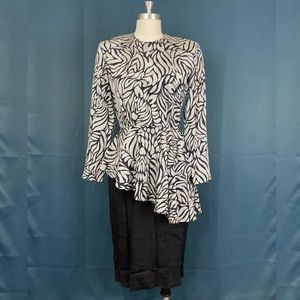 Vintage 80s Asymmetrical Ruffled Waist Dress